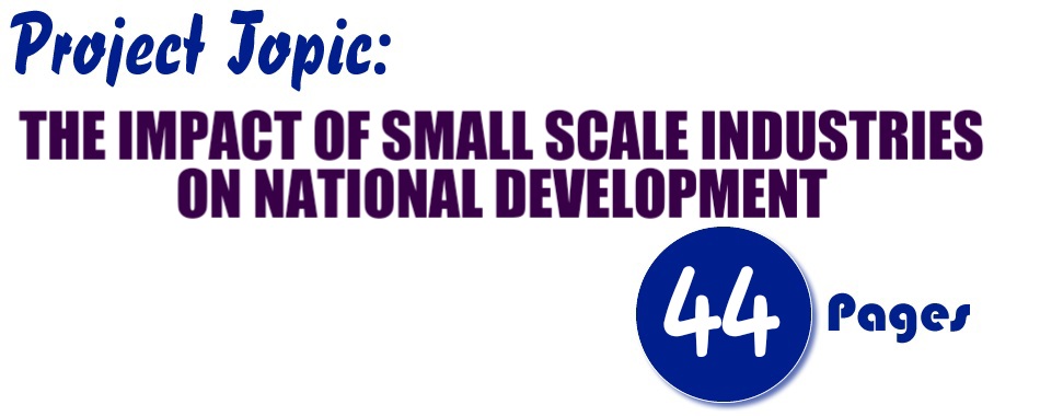 THE IMPACT OF SMALL SCALE INDUSTRIES ON NATIONAL DEVELOPMENT
