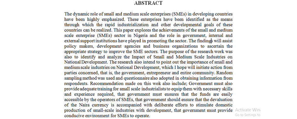 THE IMPACT OF SMALL SCALE INDUSTRIES ON NATIONAL DEVELOPMENT